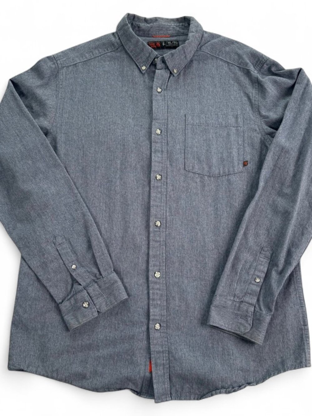 Mountain Hardwear OM7973 Men's XL Gray Cotton Chambray Button Down Shirt